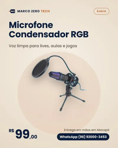 Microfone Condensador RGB