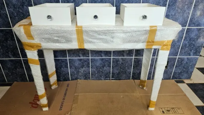 Aparador Branco com Vidro 3 Gavetas