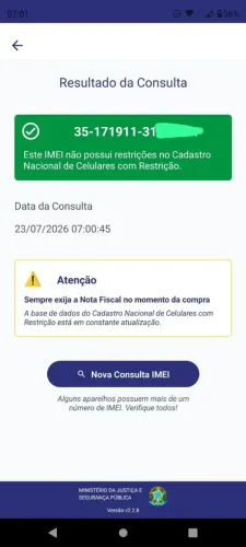 Verificação de Restrições de Celular