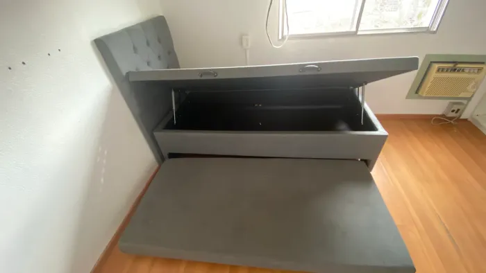 Box bau com cama auxiliar solteiro