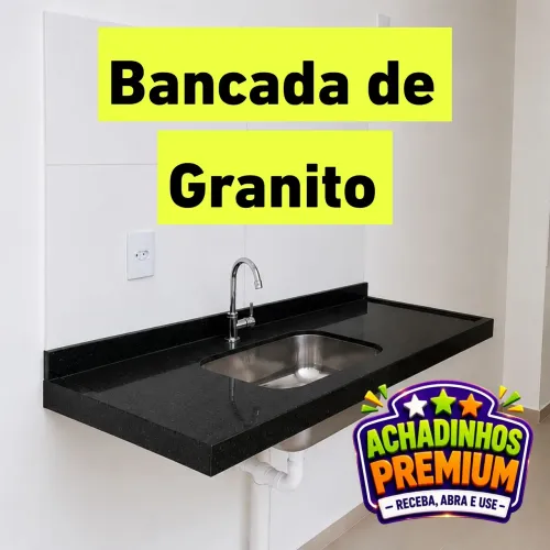 Pia de granito p/ cozinha "Preto São Gabriel" 1,20x0,50
