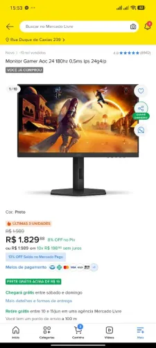 Monitor AOC 180hz