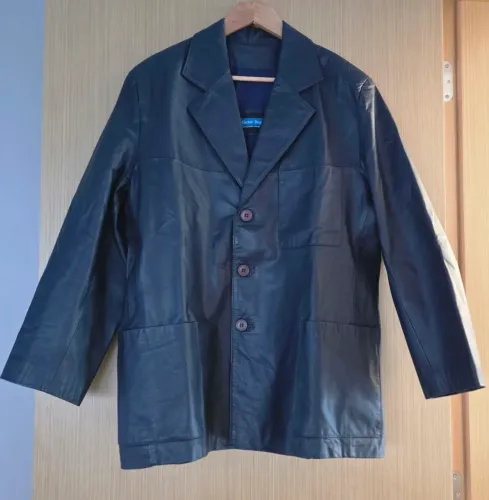 Blaser masculino em couro legítimo