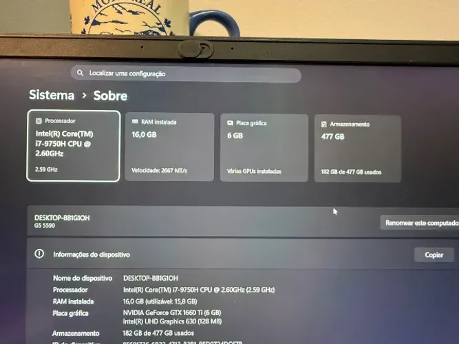 Notebook Dell G5 15 5590 16Gb de RAM + Intel I7 + GTX 1660 Ti