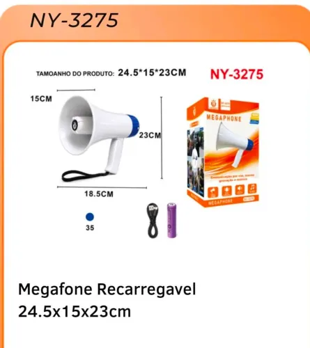 Megafone recarregável 