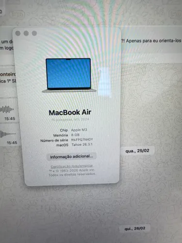 MacBook Air M3 256gb bateria 97% 