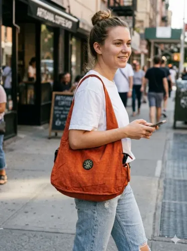 Bolsa Mochila Tiracolo Ombro Laranja Feminina