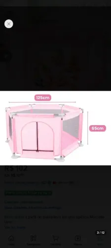 Cercadinho infantil rosa
