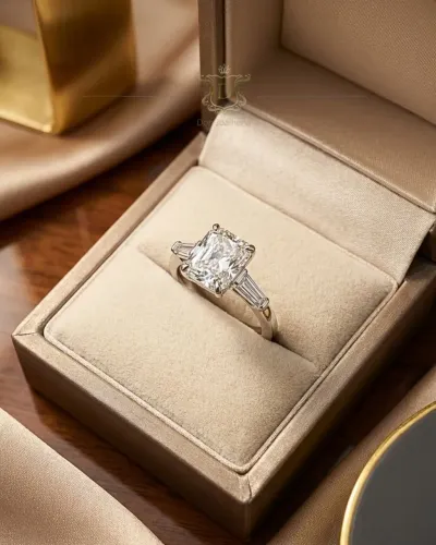 Anel Solitário Three Stone 1.33 CT em Ouro 18k 750