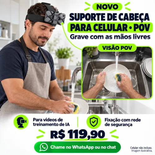 Suporte de celular para a cabeça treinamento de IA POV