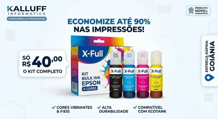 Kit 4 Cores Tinta X-Full para Epson - Direto da Importadora (Goiânia) KALLUFF INFORMÁTICA