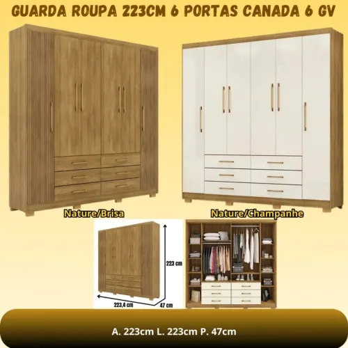 Guarda Roupa Casal 6 gavetas