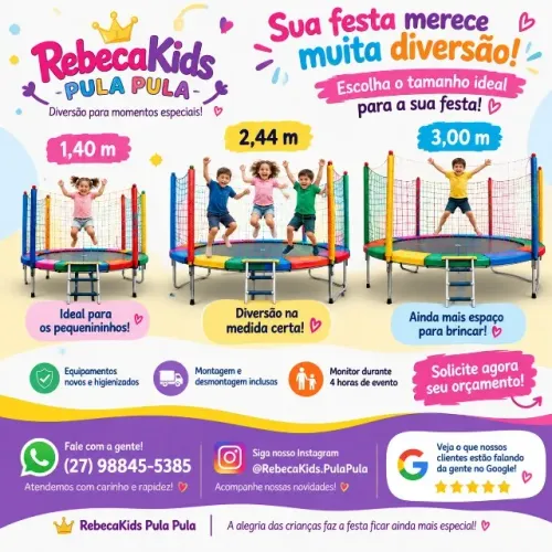 ALUGUEL DE PULA-PULA | 1,40m, 2,44m e 3,00m | Vitória e Região