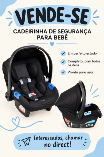 Bebê Conforto Preto Completo em Perfeito Estado