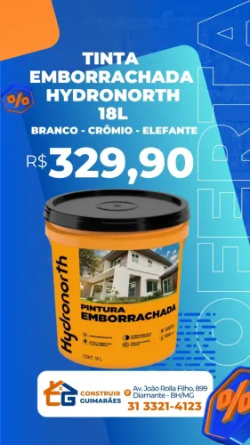 Tinta Emborrachada Impermeável 20lt( Branco) e 18l( Elefante e Cromio) Hydronorth