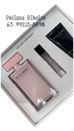 Kit Narciso Rodriguez For Her EDP 100 ml + travel spray 10 ml + loção 