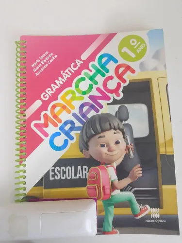 Livros do primeiro ano do fundamental, gramática, inglês e filosofia 