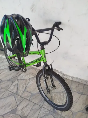 Bicicleta Aro 20 Horus Verde + Pneus Novos + Capacete Incluso
