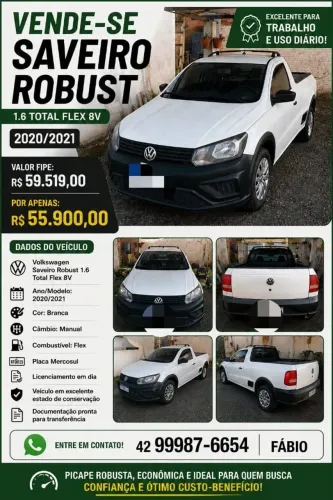 Volkswagen Saveiro Robust 1.6 Total Flex 8V 2021