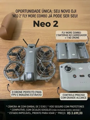Drone DJI NEO 2 fly more combo (3 baterias + controle)