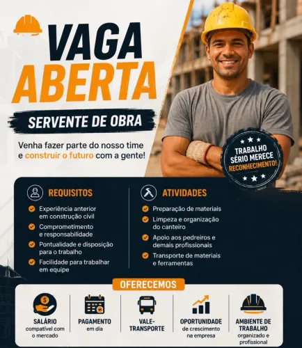 Vaga para servente 