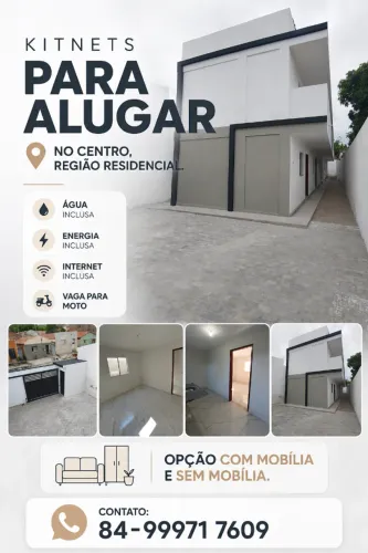 Kitnets no centro de Currais Novos, com 1 quarto, 1 bwc e 1 cozinha.