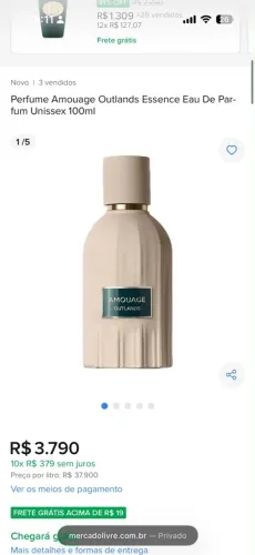 Perfume Amouage Outlands Essence Eau De Par-fum Unissex 100ml