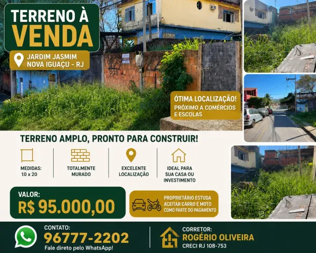 Terreno à Venda no Bairro Jardim Jasmim em Nova Iguaçu