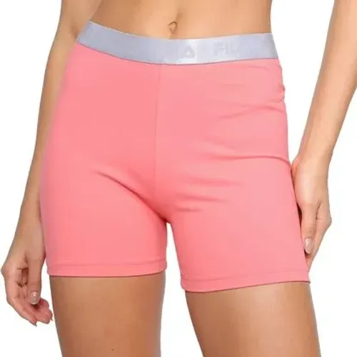 Short Feminino Esportivo Fila Rosa com Cós Elástico Prateado