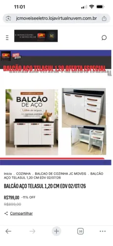 BALCÃO DE AÇO 1,20M TELASUL BRANCO