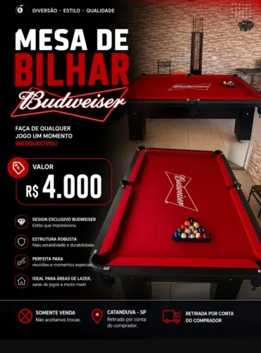 Mesa de bilhar Budweiser Aceito troca