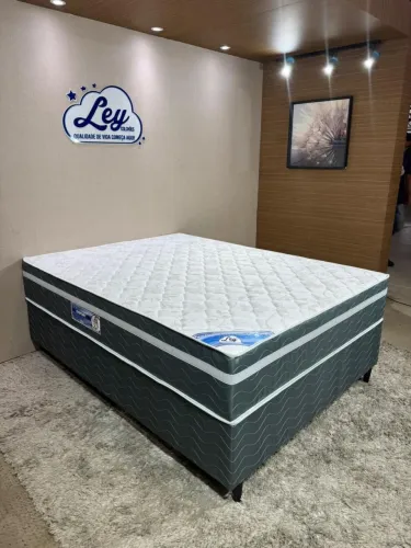 Cama box casal padrão soft luxo Ley colchões molas ensacadas em mega Promoção!