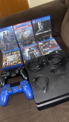 Ps4 Slim + 2 controles + 6 jogos