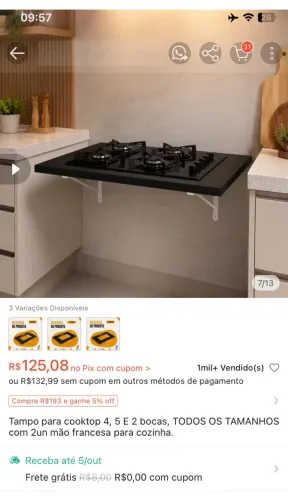 Suporte cooktop