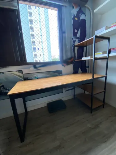 Escrivaninha Estudo Slim Industrial Canela Preto