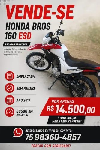 HONDA BROS 160 ESD Ano: 2017