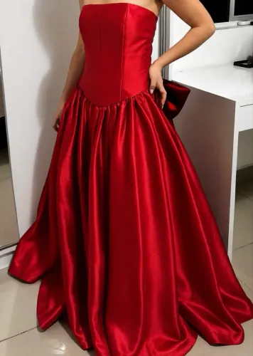 vestido de festa longo vermelho zibeline