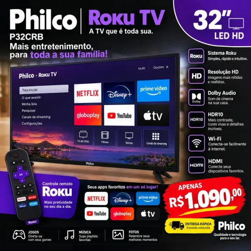 Vendo TV Smart 32 Philco Roku 
