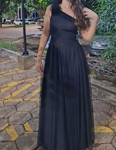 Vestido Longo Preto Social Elegante