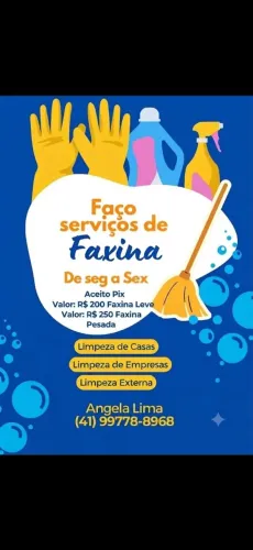 Faço faxina e também sou babá 