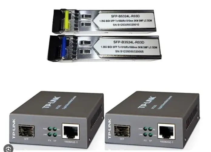Conversor de Média TP-Link + 2-Gbic Finisar 4gb Sfp(Velocidade Gigabit: Porta RJ45 10/1000