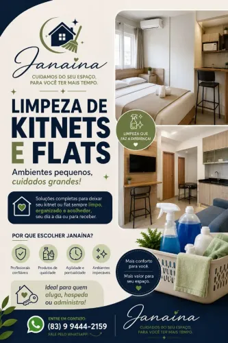 "Limpeza profissional para kitnets e flats"