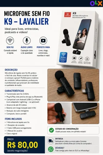 Vendo microfone de lapela