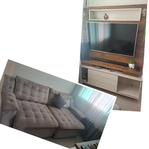 Sofá Retrátil 2,30m + Painel com Rack 1,60m