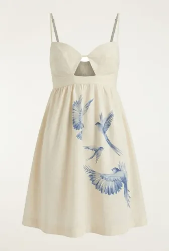 Vestido curto preposto estampado