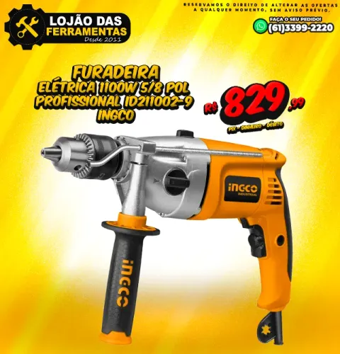Furadeira Elétrica 1100w 5/8 Pol Profissional Id211002-9 Ingco