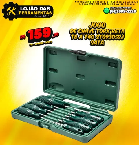 Jogo de Chave Torx Reta T8 a T40 ST09305SJ Sata
