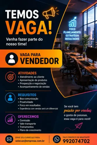 Vaga para Vendedor interno/call-center 