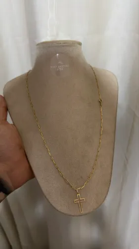 Cordao Cartier + Crucifixo vazado , Ouro 18k