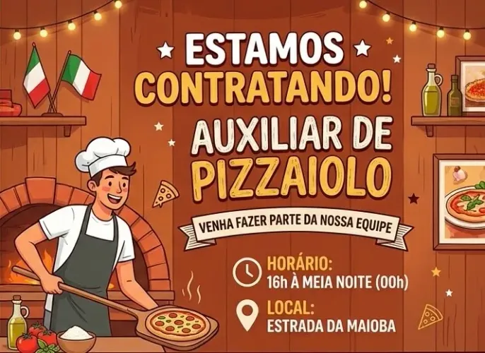 Auxiliar de pizzaiolo ou pizzaiolo